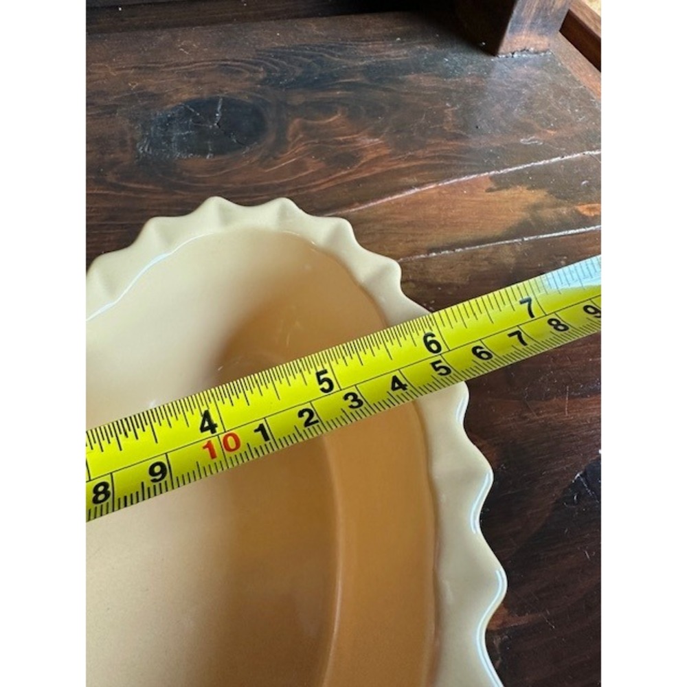 Chantal Yellow Heart Shaped Ceramic Baking Dish Ruffled Rim 2 Cup 93-HBR15 - Picture 5 of 7
